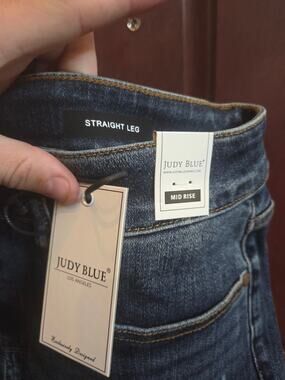NWT Judy Blue Mid Rise Straight Leg Jeans Medium Wash SZ 14